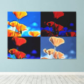 Grote Poppies Quadtych Art Wrapped Canvas Afdruk (Insitu (Houten vloer))