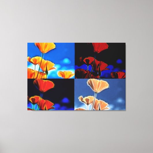 Grote Poppies Quadtych Art Wrapped Canvas Afdruk (Voorkant)