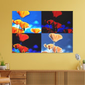 Grote Poppies Quadtych Art Wrapped Canvas Afdruk (Insitu (Woonkamer))