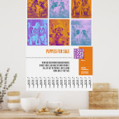 Grote poster met Franse Bulldog Pups te Koop (Keuken)