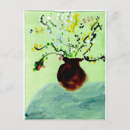 Grote pot met bloeiend plant briefkaart