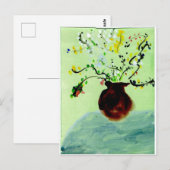 Grote pot met bloeiend plant briefkaart (Voorkant / Achterkant)