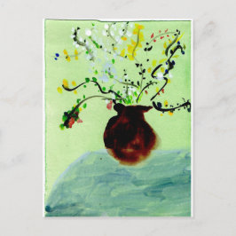 Grote pot met bloeiend plant briefkaart