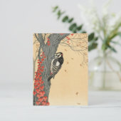 Grote potten Woodpecker in Boom met Red Ivy Briefkaart (Staand voorkant)