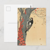 Grote potten Woodpecker in Boom met Red Ivy Briefkaart (Voorkant / Achterkant)