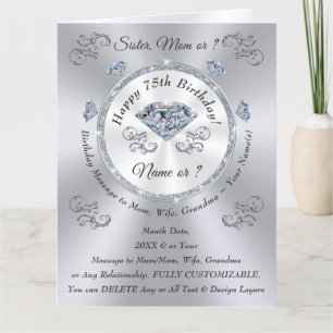 Grote prachtige vrouw, mam, zuster 75e verjaardag  kaart