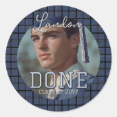Grote Preppy Afstuderen Fotoklas Jaar GEDAAN Ronde Sticker (Voorkant)