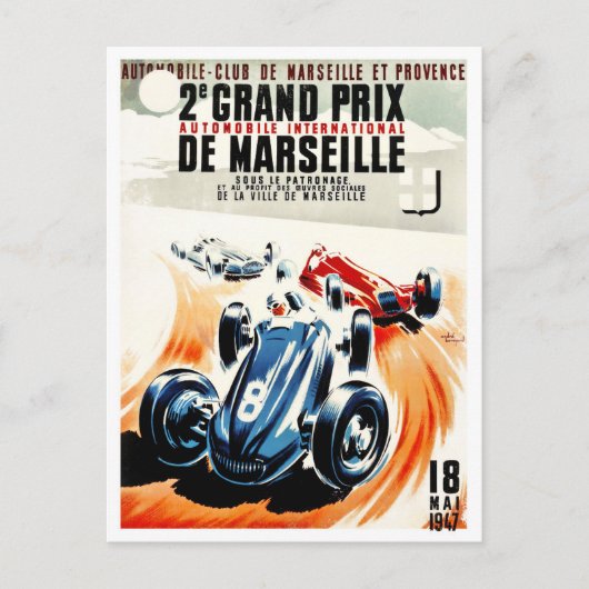 Grote Prijs  race van Marseille 1947 Briefkaart (Voorkant)