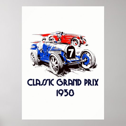Grote Prijs van auto's met rolstijl Poster (Voorkant)