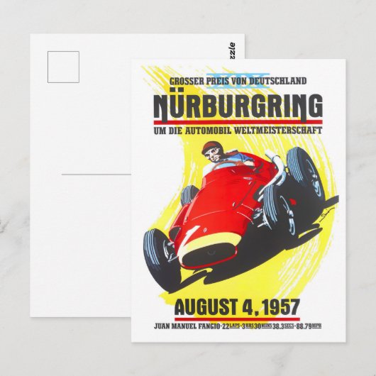 Grote Prijs  wedstrijden in Nurburgring 1957 Briefkaart (Voorkant / Achterkant)