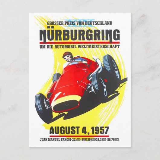 Grote Prijs wedstrijden in Nurburgring 1957 Briefkaart (Voorkant)