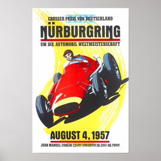 Grote Prijs  wedstrijden in Nurburgring 1957 Poster (Voorkant)