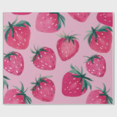 Grote Print Aardbeienwikkel Aardbeien in roze Cadeaupapier (Vlak)