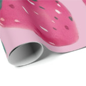 Grote Print Aardbeienwikkel Aardbeien in roze Cadeaupapier (Rol Hoek)