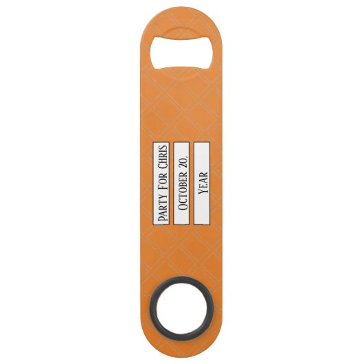 Grote Print Diamond Serif Party Datum Sjabloon Speed Flessenopener (Voorkant)