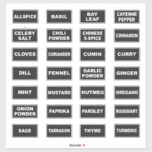 Grote print hoog contrast visuele specerij labels