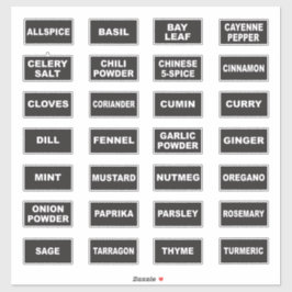 Grote print hoog contrast visuele specerij labels