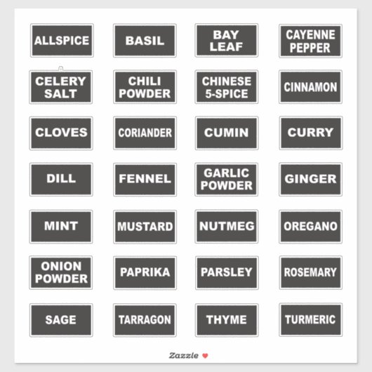 Grote print hoog contrast visuele specerij labels (Vel)