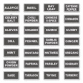 Grote print hoog contrast visuele specerij labels (Voorkant)