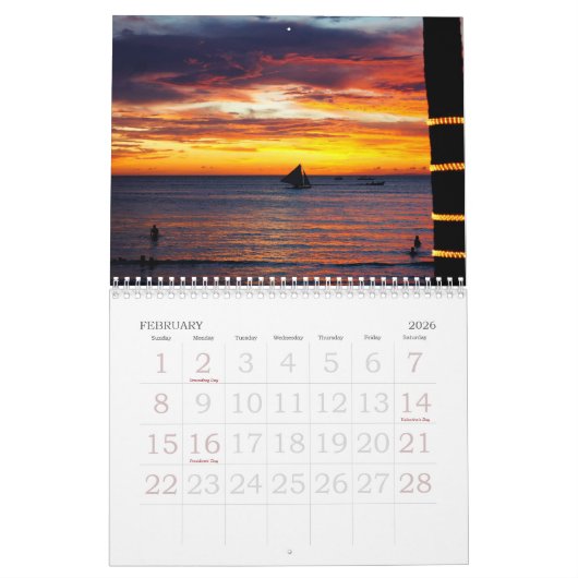 Grote Print Kalender - Zonsondergangen (Feb 2026)