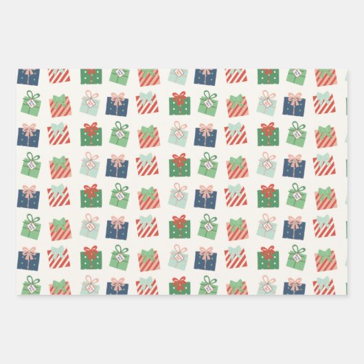 Grote Print Kerstman Elfen Patroon Kerstmis Inpakpapier Vel (Voorkant 3)