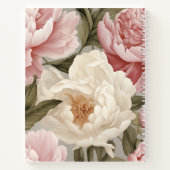 Grote Print Pioenrozen Designer Notitieboek (Achterkant)