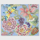 Grote Print Tropische Bloemenblauwe Waterverf  Cadeaupapier (Vlak)