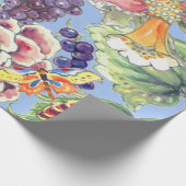 Grote Print Tropische Bloemenblauwe Waterverf  Cadeaupapier (Hoek)