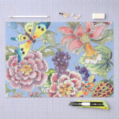 Grote Print Tropische Bloemenblauwe Waterverf  Tissuepapier (Craft)