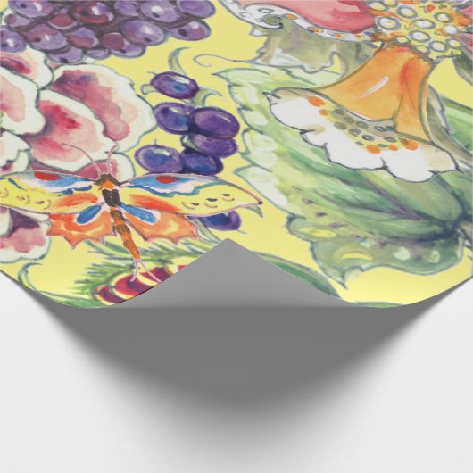 Grote Print Tropische Bloemengele Waterverf Kunst Cadeaupapier (Hoek)