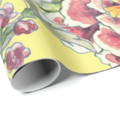 Grote Print Tropische Bloemengele Waterverf Kunst Cadeaupapier (Rol Hoek)