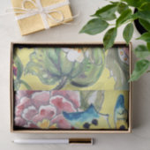 Grote Print Tropische Bloemengele Waterverf Kunst Tissuepapier (Geschenk)