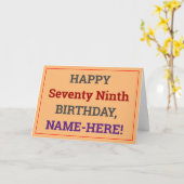 Grote Print, Vet, 79e Verjaardag Wenskaart Kaart (Gele Bloem)