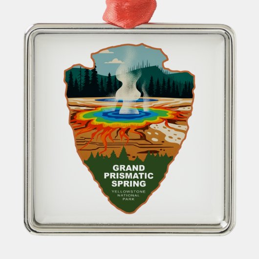 Grote Prismatische Bron Yellowstone Pijl Metalen Ornament (Voorkant)