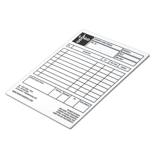 Grote pro-Logo bedrijfsfactuur/offerte Notitieblok (Schuin)