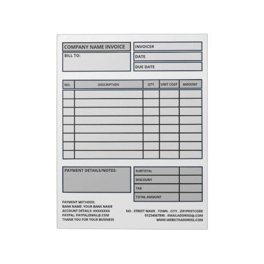 Grote professionele zakelijke factuur/offerte notitieblok (Linkerzijde)