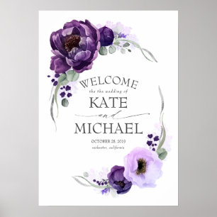 Grote Purple Flowers Blossom Welkom Poster