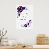 Grote Purple Flowers Blossom Welkom Poster (Keuken)