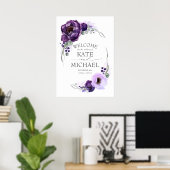 Grote Purple Flowers Blossom Welkom Poster (Thuiskantoor)