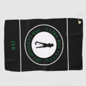 Grote Putts Grappige Dame Golfer Moderne Zwarte Gr Golfhanddoek (Horizontaal)