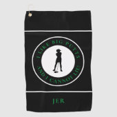 Grote Putts Grappige Dame Golfer Moderne Zwarte Gr Golfhanddoek (Voorkant)