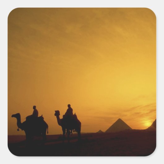 Grote Pyramiden van Giza, Egypte op zonsondergang Vierkante Sticker (Voorkant)