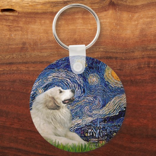 Grote Pyreneeën 2 - Sterrennacht Sleutelhanger (Voorkant)