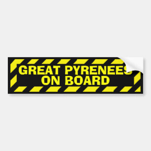 Grote Pyreneeën aan boord gele waarschuwingsstick Bumpersticker