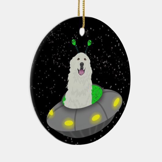 Grote Pyreneeën Alien UFO Keramisch Ornament (Rechts)