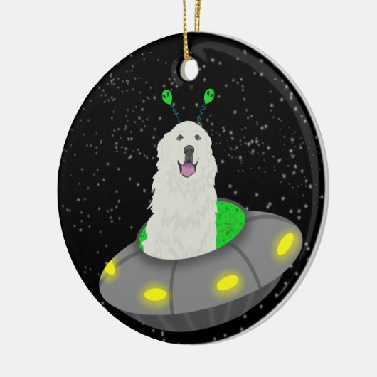 Grote Pyreneeën Alien UFO Keramisch Ornament (Links)