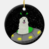 Grote Pyreneeën Alien UFO Keramisch Ornament (Achterkant)