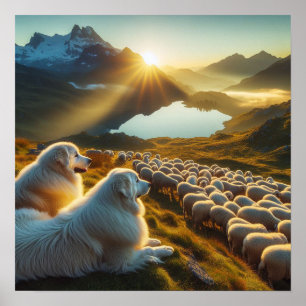 Grote Pyreneeën Begin van de dag 2 Poster