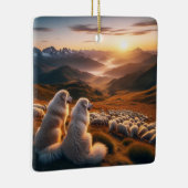 Grote Pyreneeën Begin van de dag Keramisch Ornament (Rechts)