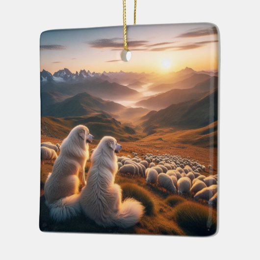 Grote Pyreneeën Begin van de dag Keramisch Ornament (Links)